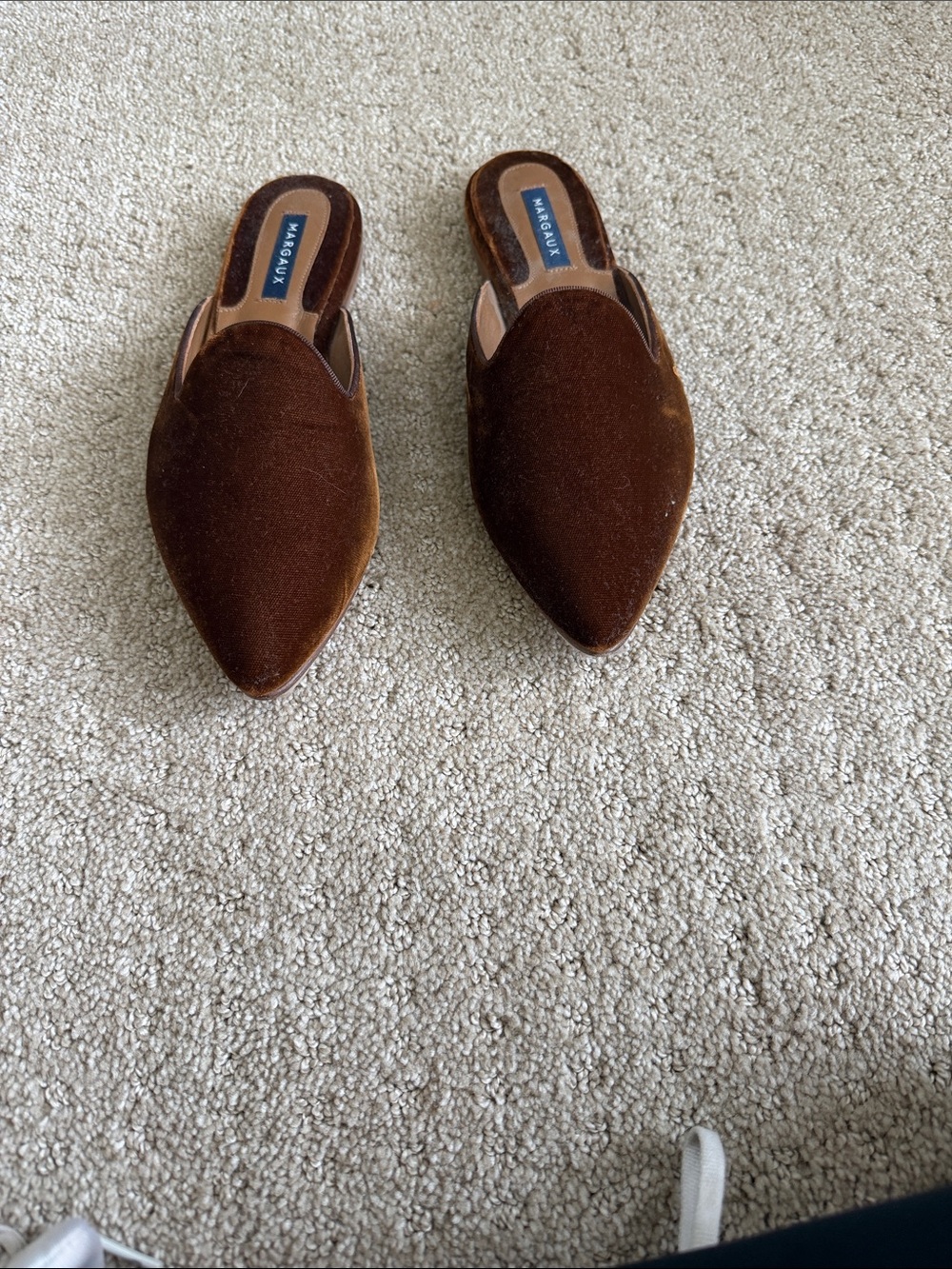 Margaux Brown Velvet Pointed Mule Slides